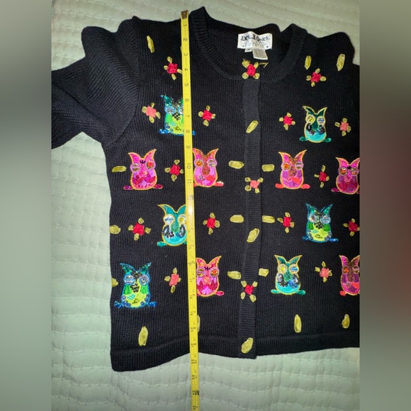 Jack B. Quick 90s Y2K Sequined Beaded Owl Cardigan Sweater Top Sz L. EUC - Picture 12 of 14